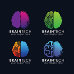 4款彩色脑科技标志矢量素材
