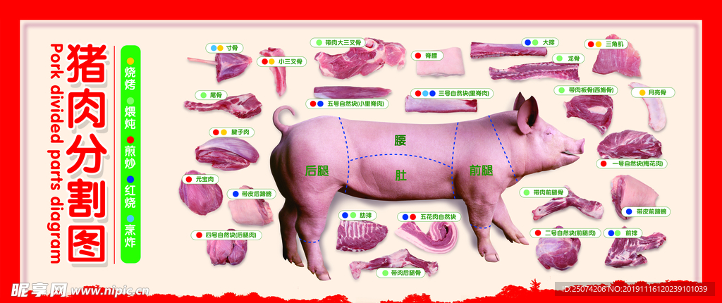 猪肉分割图