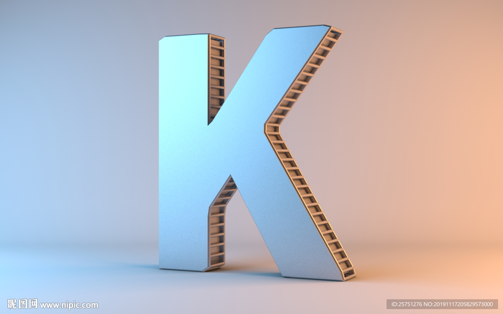 C4D金属质感字母K