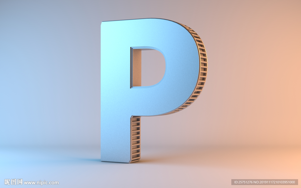 C4D金属质感字母P