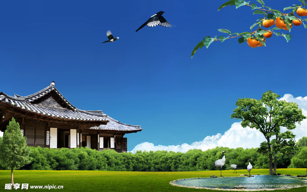 藍天草地背景