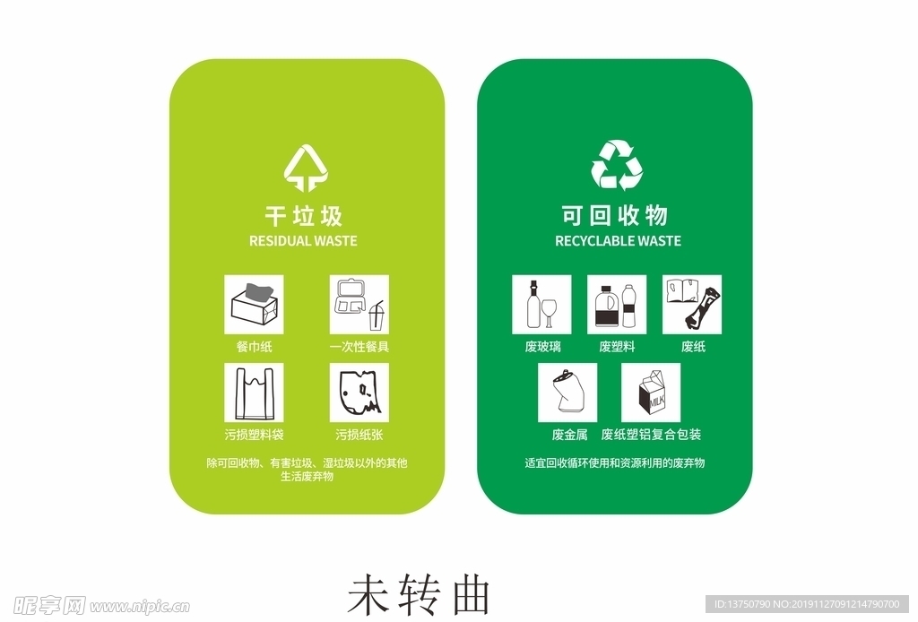 干垃圾 湿垃圾 可回收垃圾标签