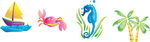 海洋 螃蟹 海豚 海草 卡通背