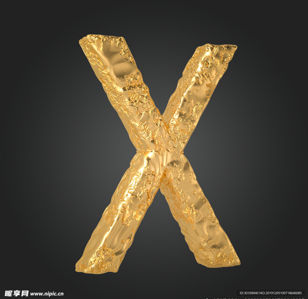 金属质感立体字母X