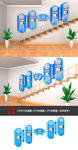 蓝色企业楼梯文化墙
