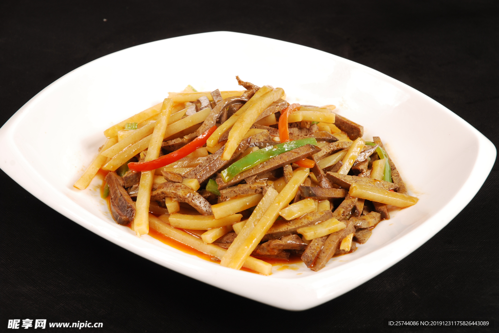 土豆條炒肝子
