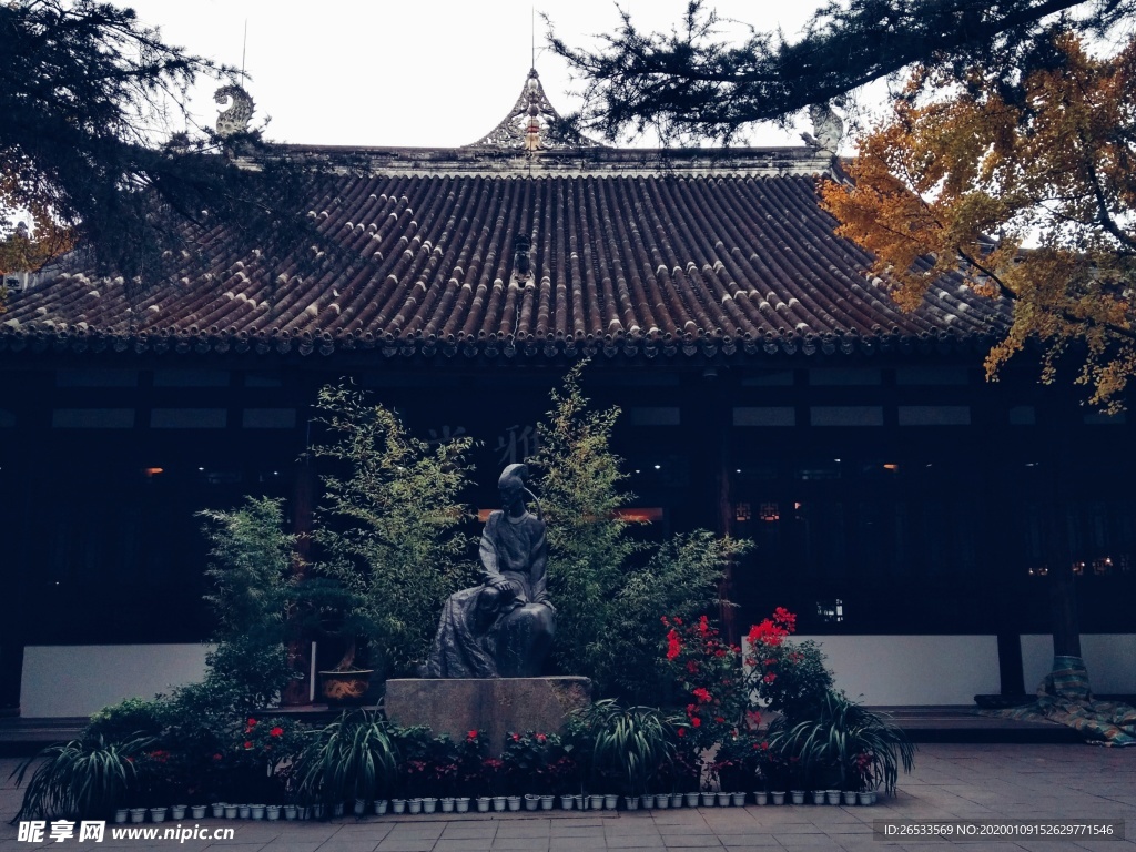 杜甫草堂 杜甫塑像 大雅堂