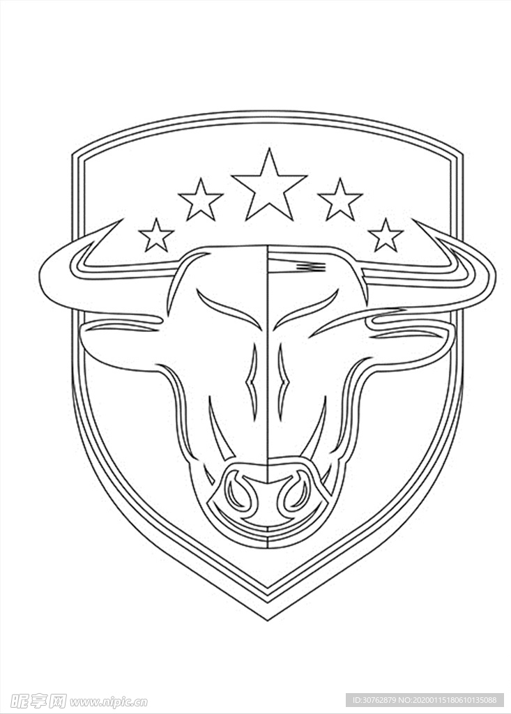 盾牌牛头野蛮标志标识底纹纹理