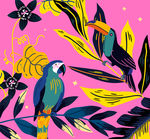 彩绘热带鹦鹉和大嘴鸟