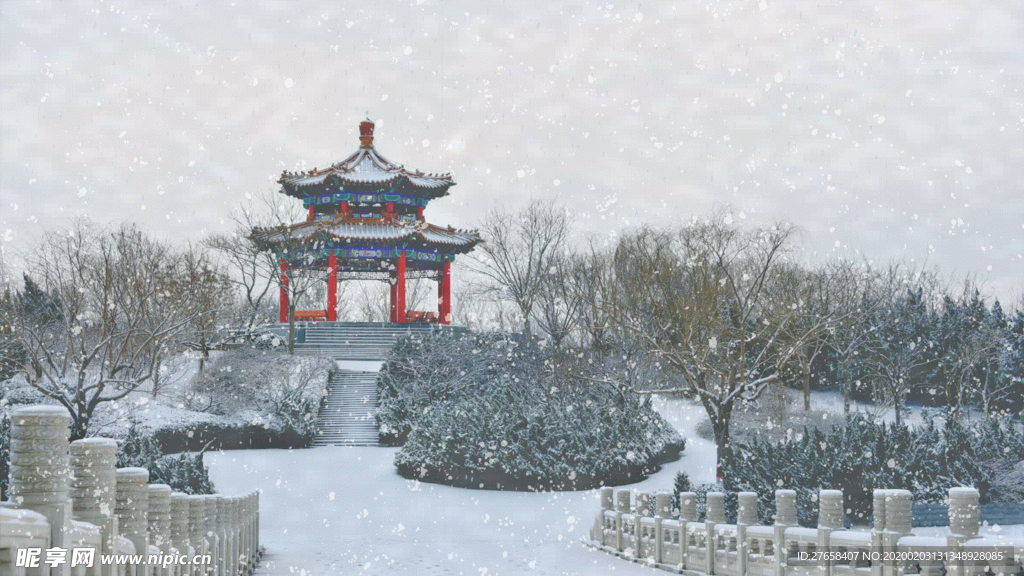 紅亭雪景動圖
