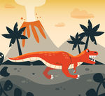创意恐龙和火山
