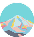 富士山孤峰山顶剪影糖果色矢量图