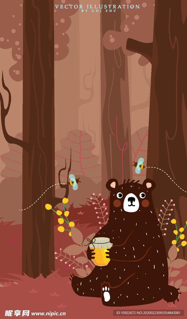 创意森林 抱蜂蜜的熊