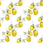 无缝图案水彩柠檬背景底纹