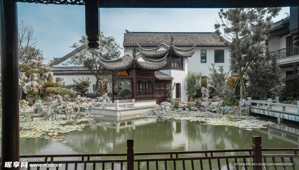 古鎮(zhèn) 池塘 古風(fēng)建筑 建筑