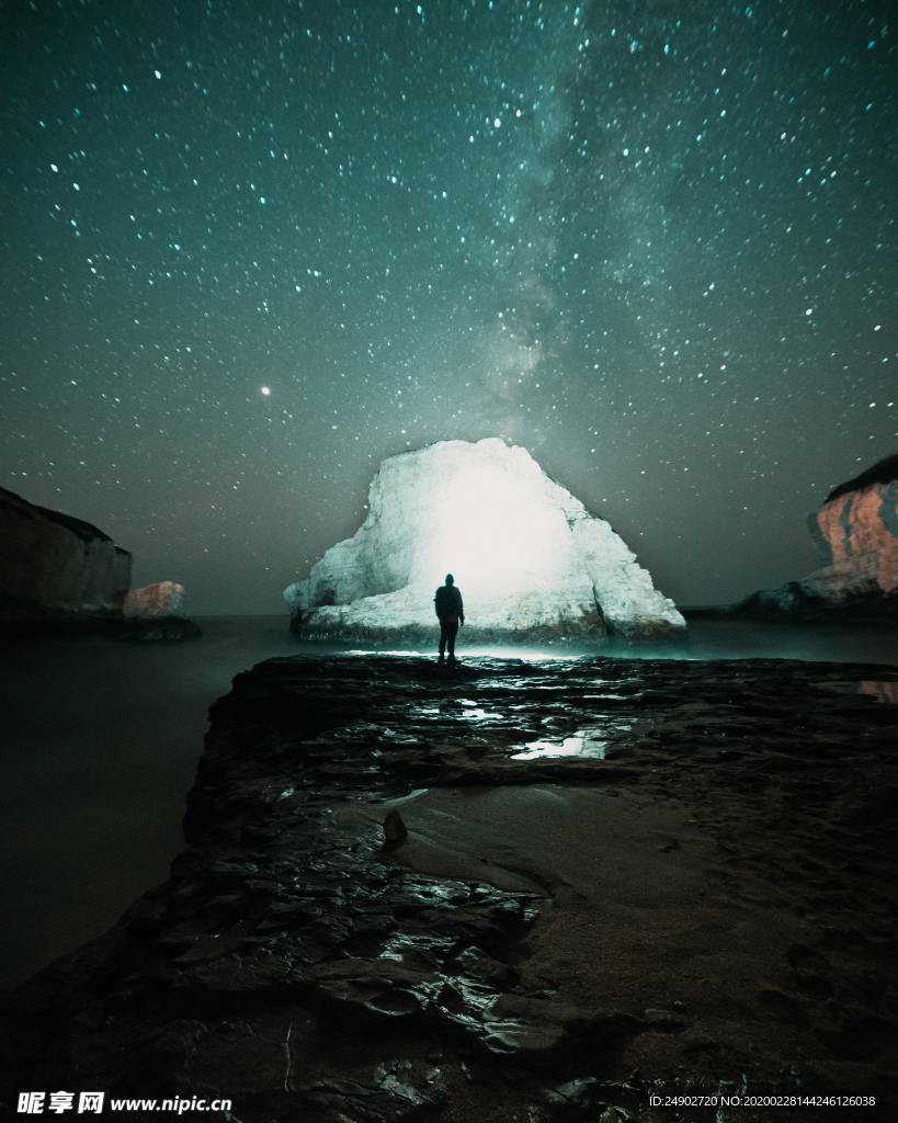 夜景星光雪景