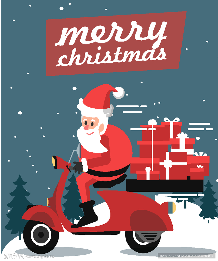 创意 开摩托车送 礼物的圣诞