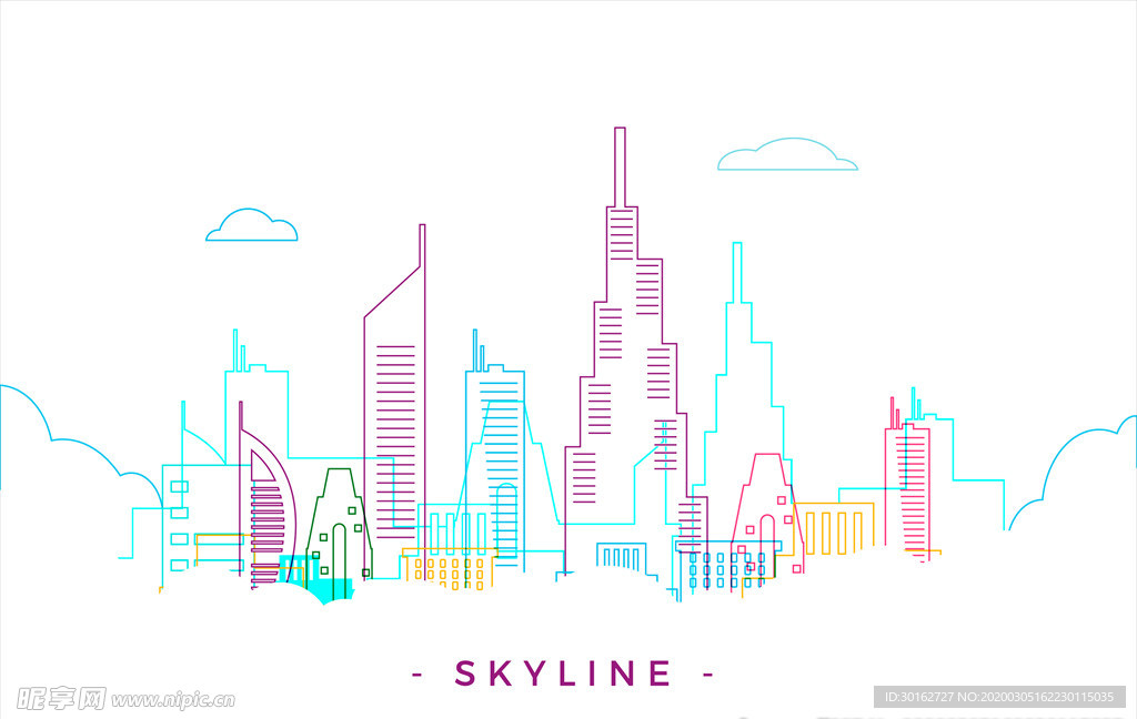 线性创意抽象城市建筑背景底纹