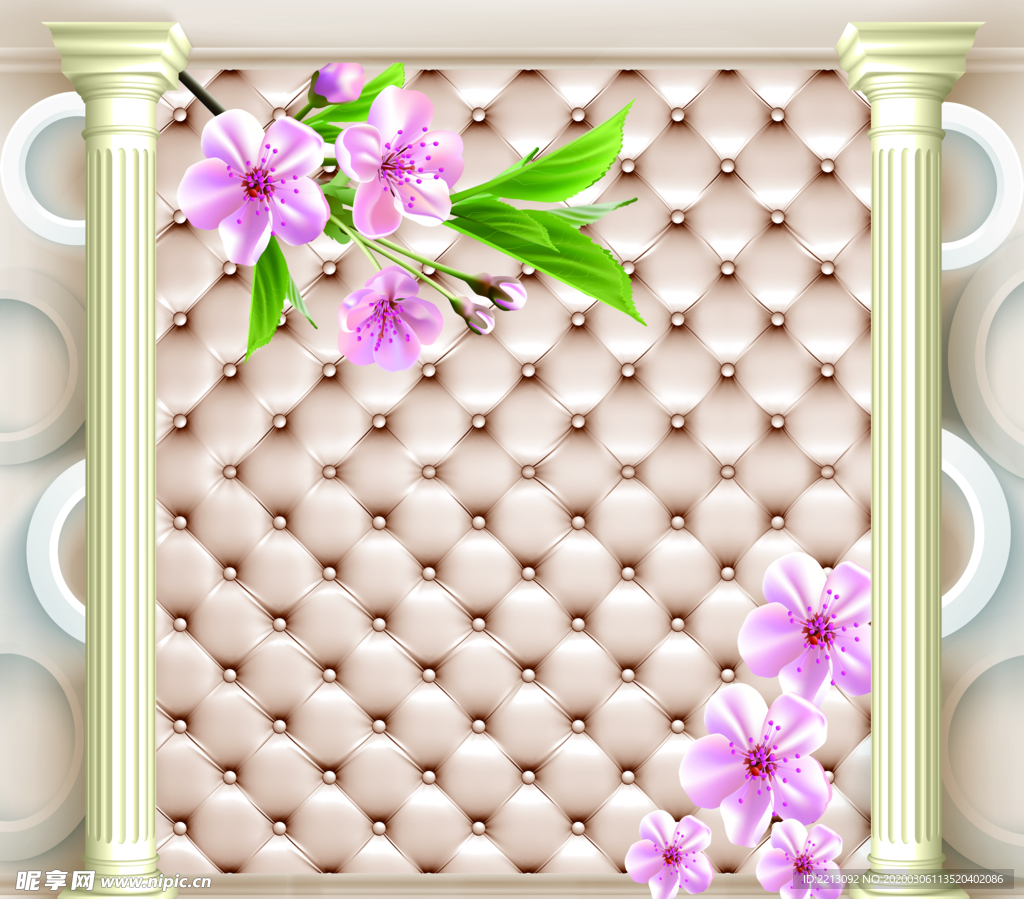 花卉软包背景墙