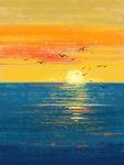 现代简约手绘油画海洋风景装饰画