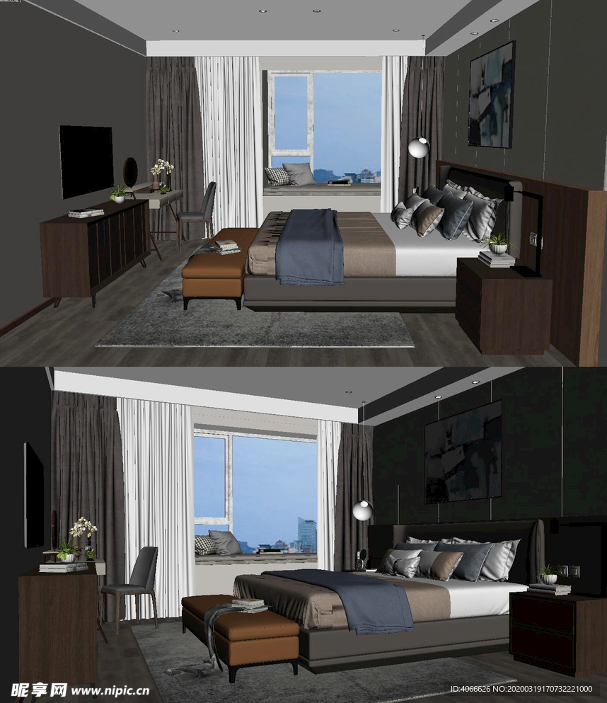 简约卧室3d模型