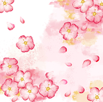 粉红花香水彩画