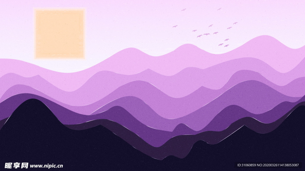 紫色 动漫 山