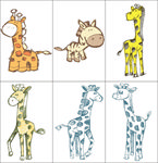 手绘粉笔卡通长颈鹿