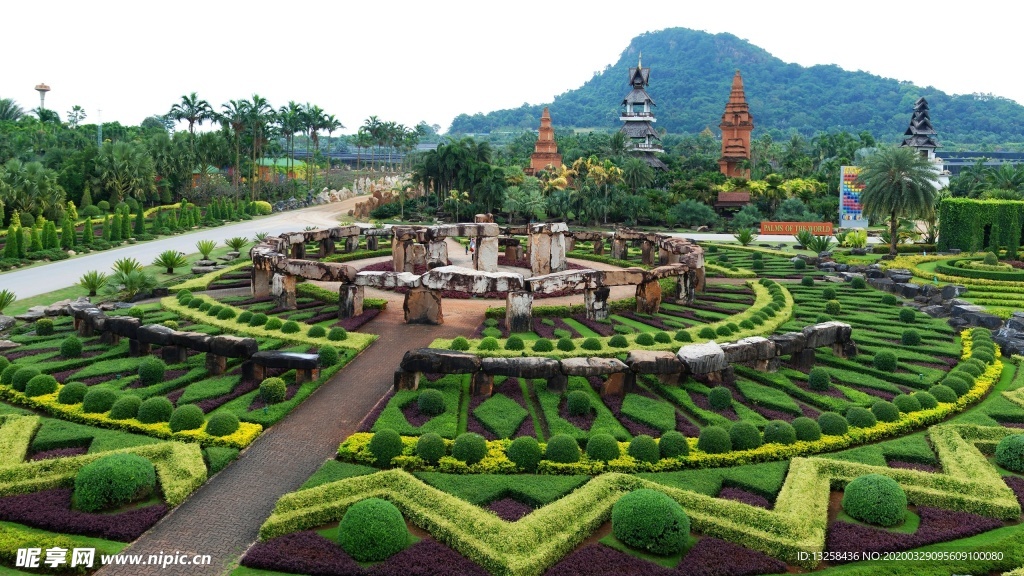 花園園林風景植物背景