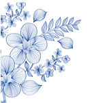 蓝色装饰花纹线条矢量素材图片
