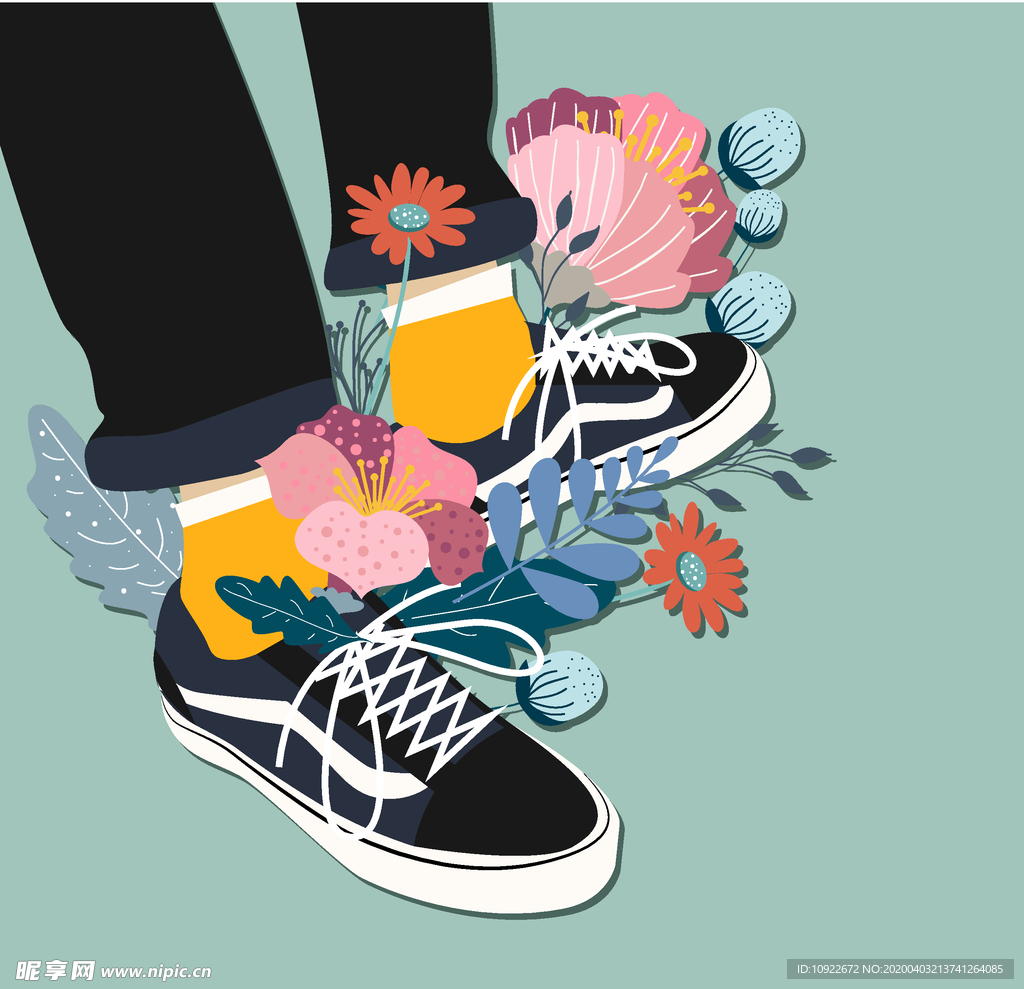 板鞋和花卉