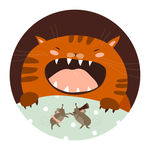 大嘴猫和老鼠北欧森系动物插画