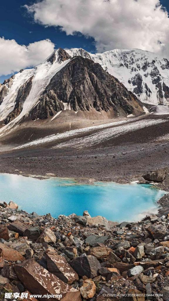 雪山石頭山自然風(fēng)景湖泊手機(jī)壁紙