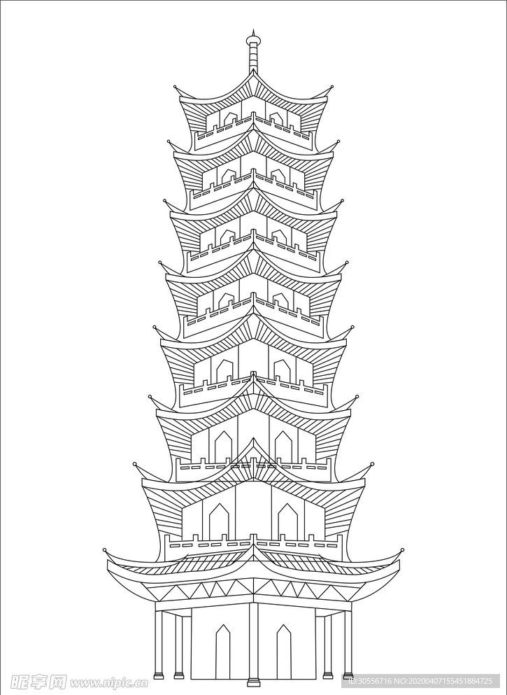 深圳盐田沙头角古塔线描