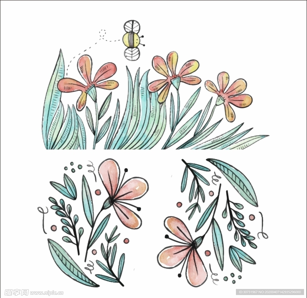水彩植物素材