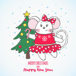 可爱圣诞节 圣诞树和老鼠