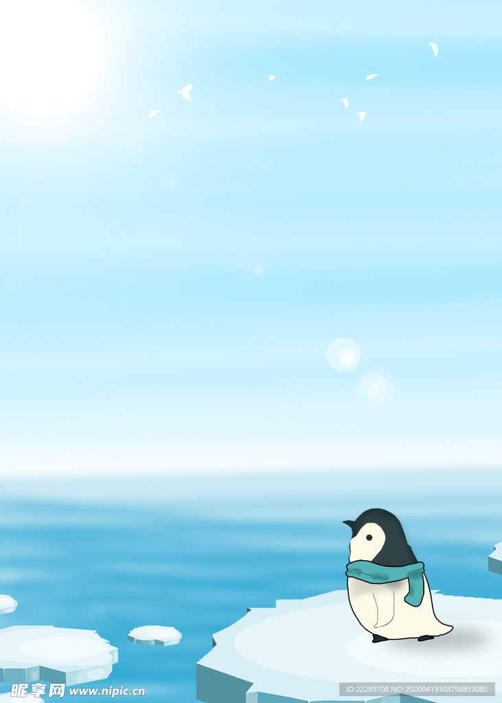 卡通南极北极企鹅背景