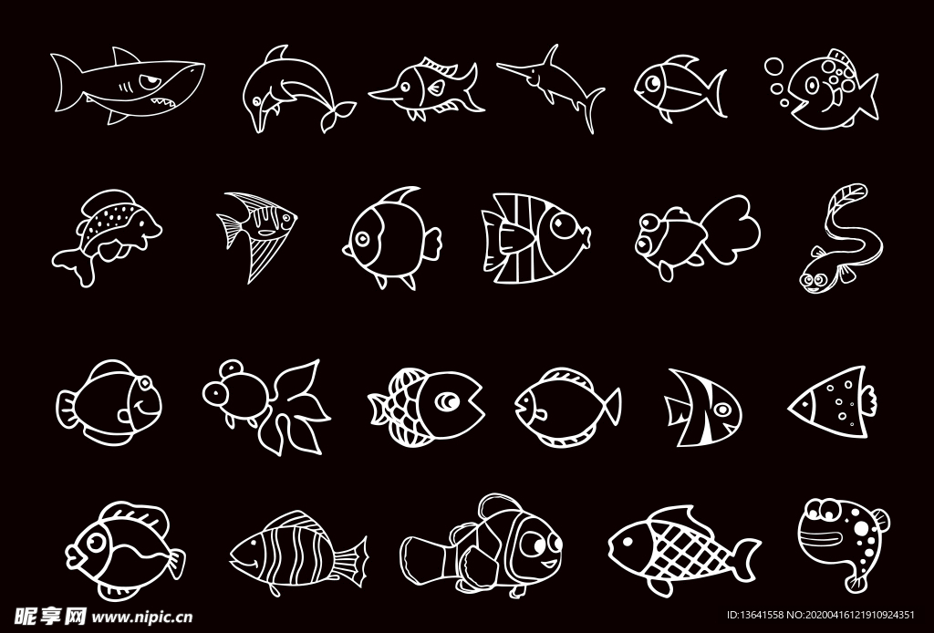 鱼类简笔画