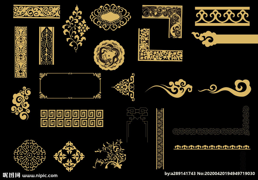 中国古典精品花纹金框