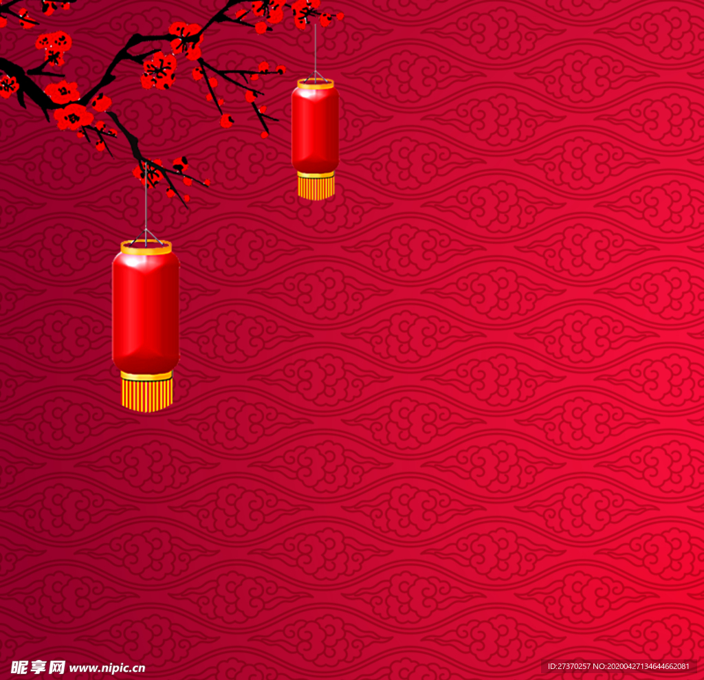 新年红色中国风腊梅