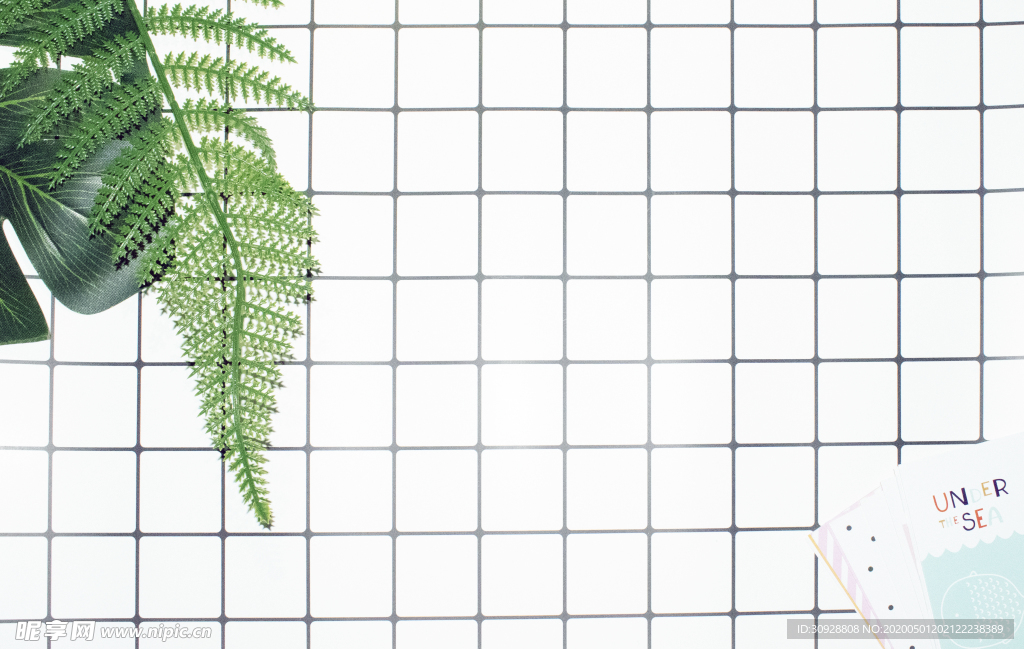 格子植物背景