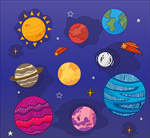 彩色太阳系行星设计