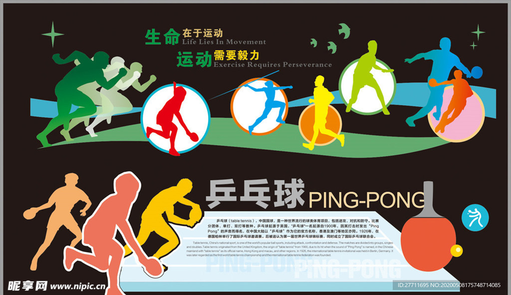 乒乓球宣传 运动剪影 体育运动