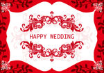 红色婚礼花纹贴纸