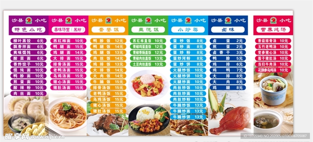 沙縣小吃 菜譜 展板 價目表