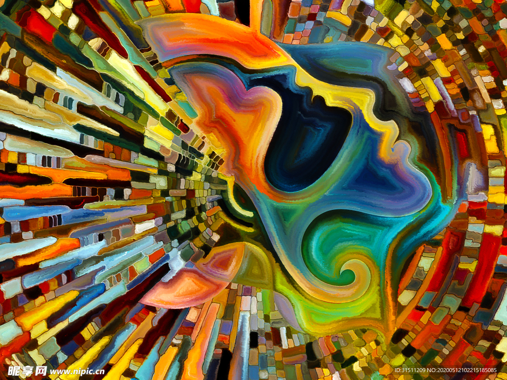 時尚人頭抽象插畫
