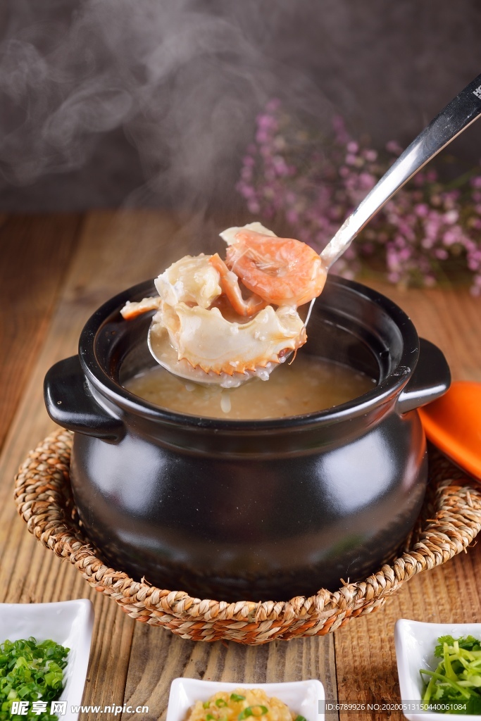 砂锅干贝鲜虾粥