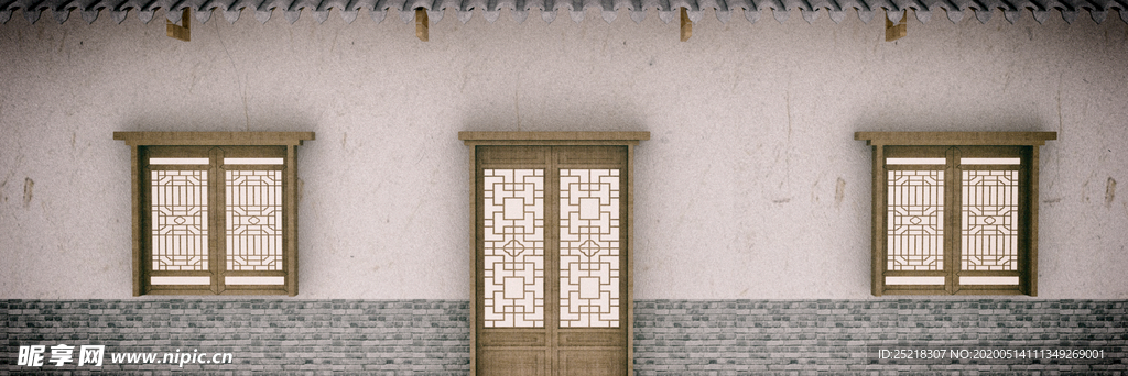 中国风窗房墙面