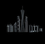 广州城市建筑线稿