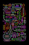 音乐符号乐器吉他描边霓虹灯素材